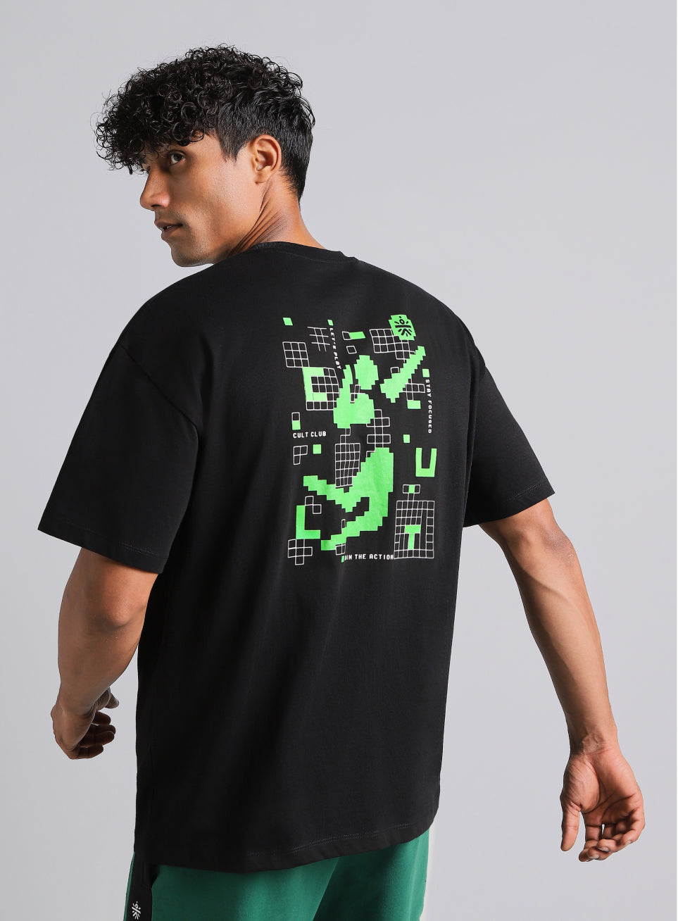 Men's Black Cult Power Play Oversized Fit T-shirt