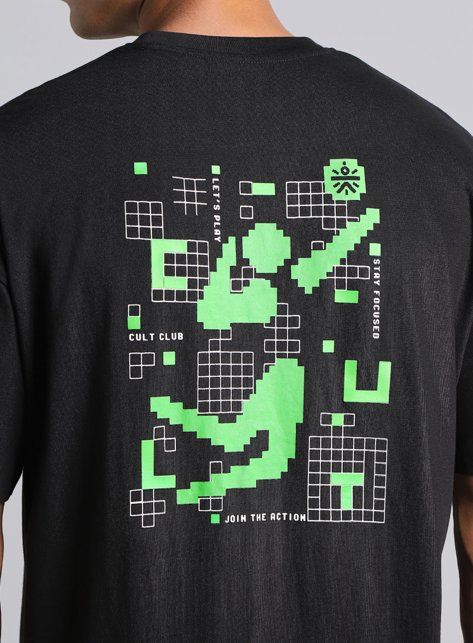 Men's Black Cult Power Play Oversized Fit T-shirt