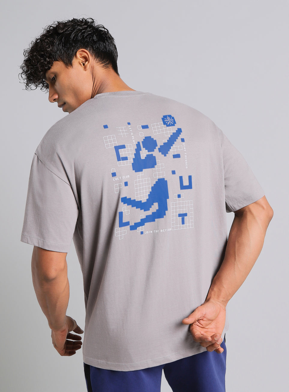 Men's Grey Cult Power Play Oversized Fit T-shirt
