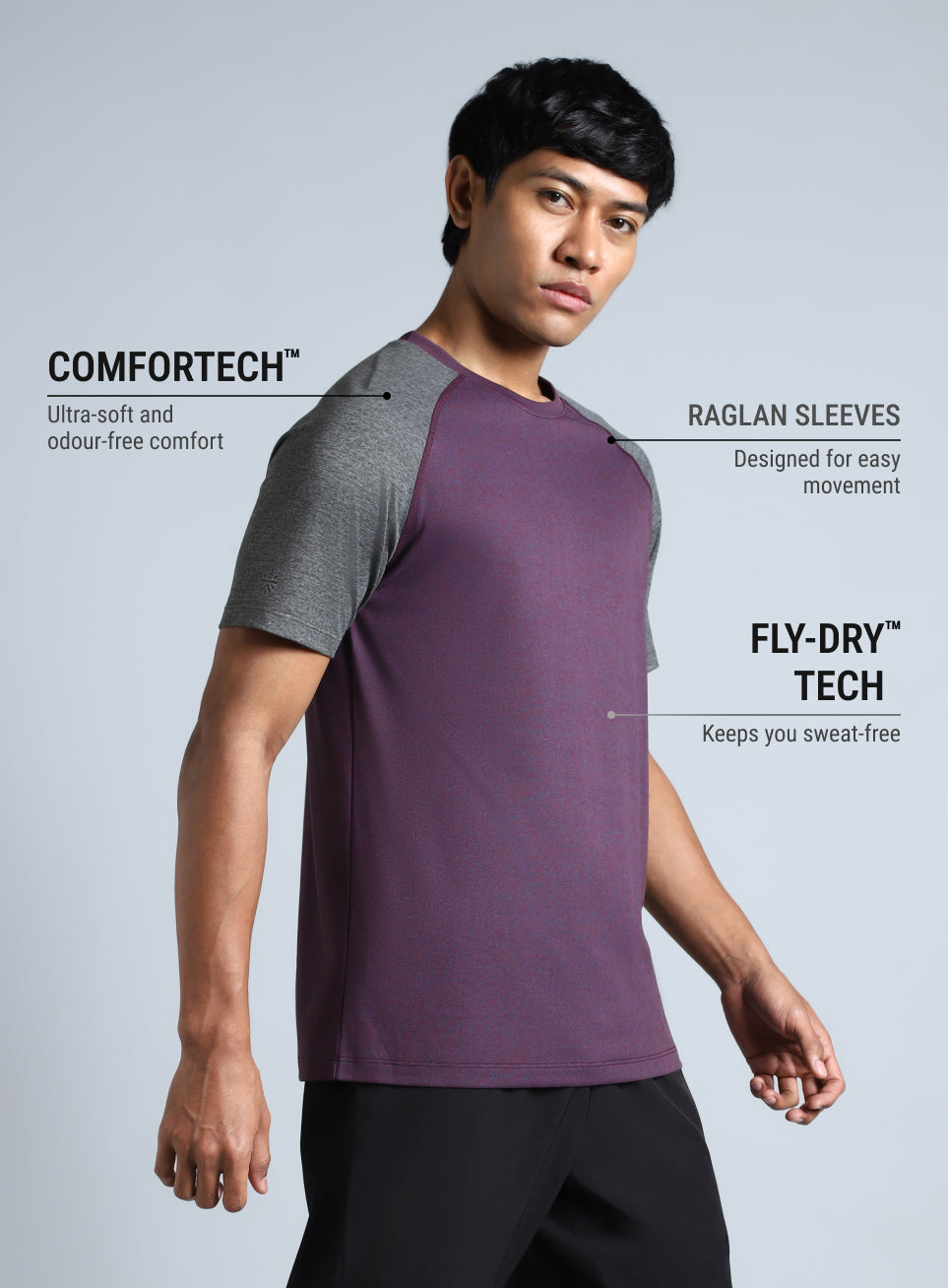 Men's Purple Colourblocked COMFORtech T-shirt