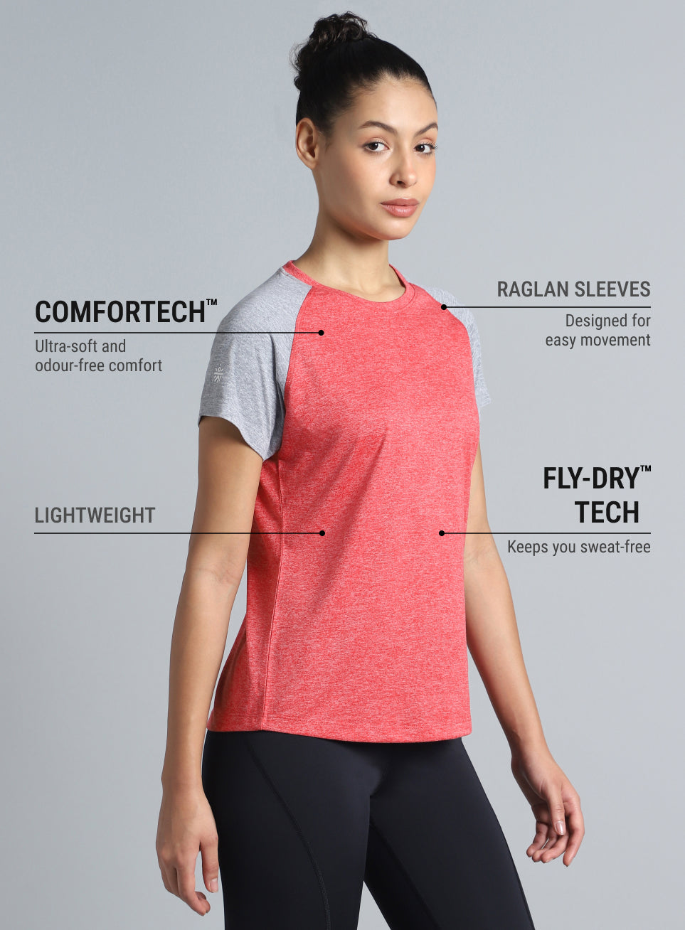 Women's Red Active COMFORtech™Colorblock T-shirt