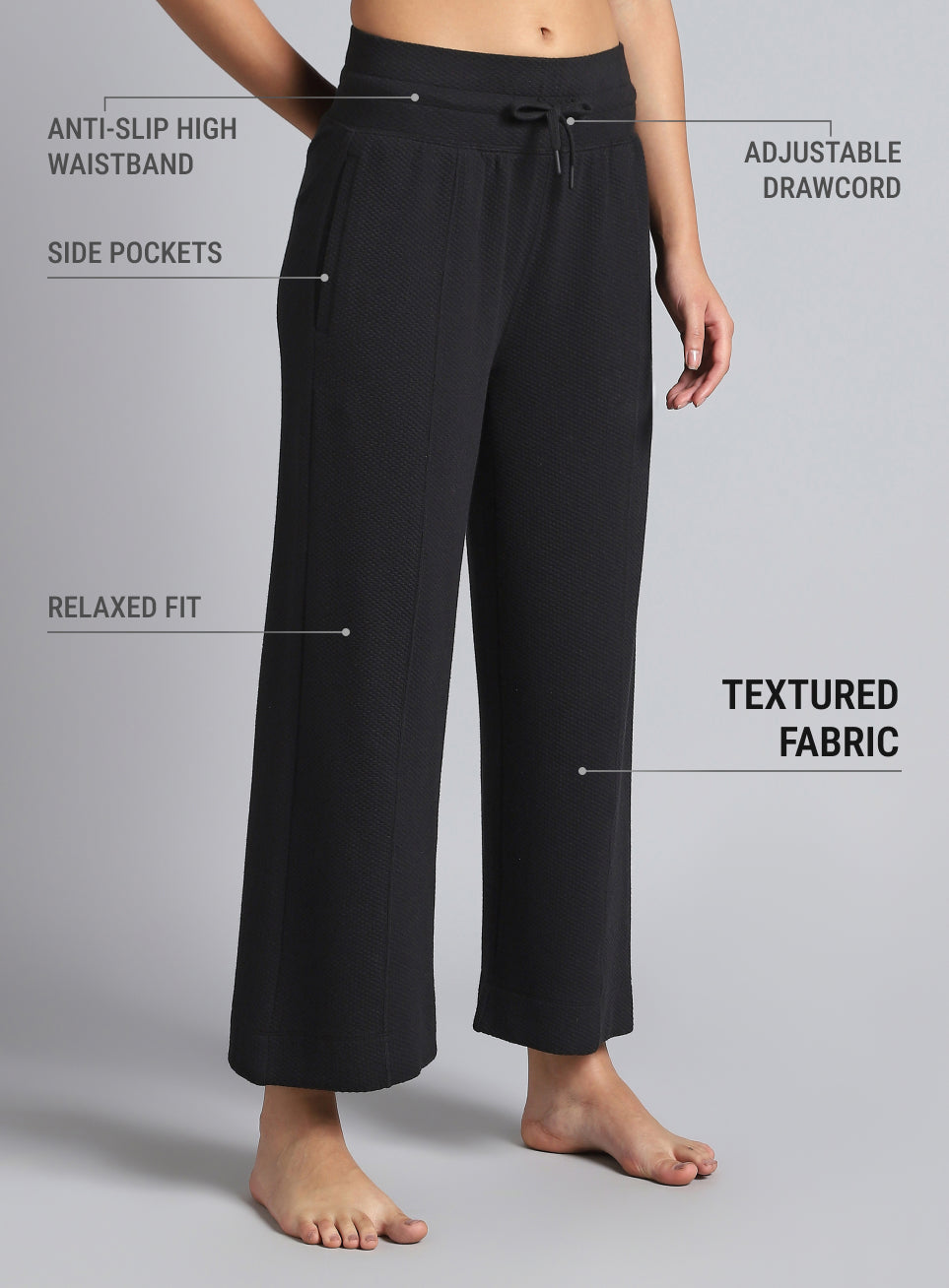 Women's Black Yoga Flow Wide Leg Pants