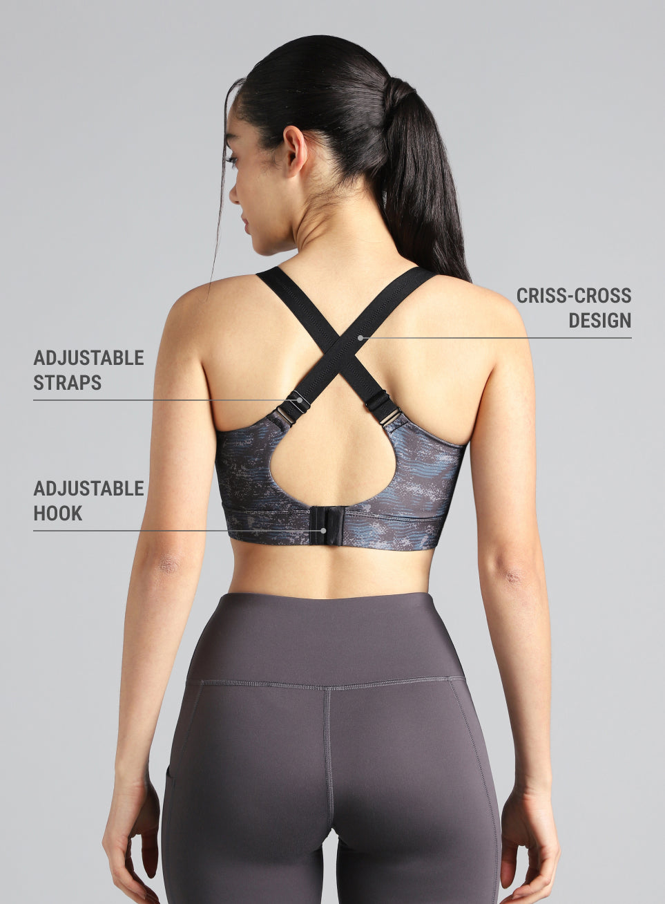 Women's Black Printed High Impact Training Bra