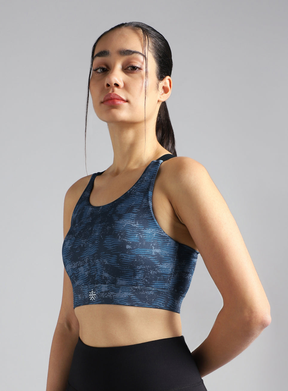 Women's Teal Printed High Impact Training Bra