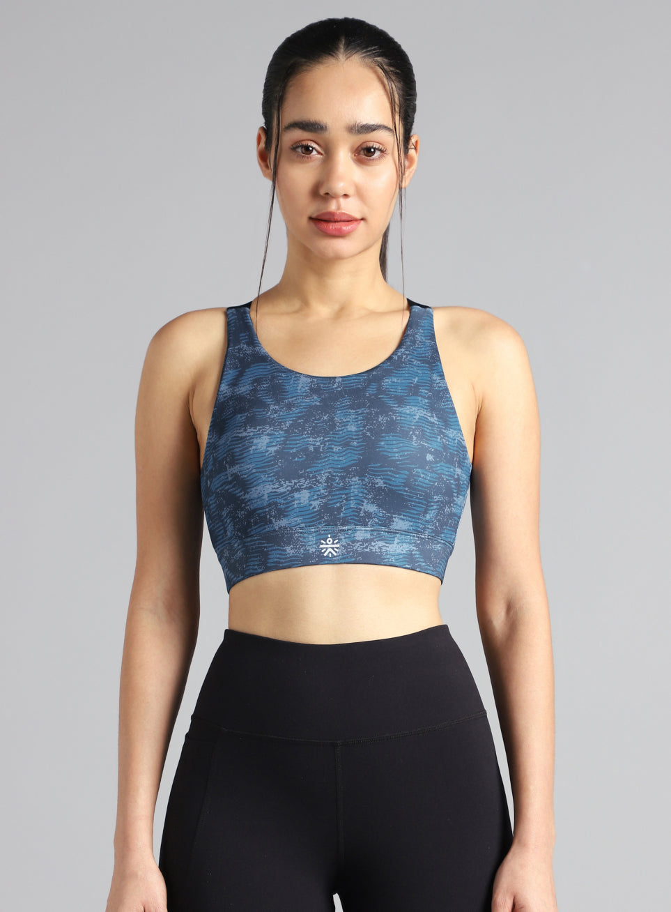 Women's Teal Printed High Impact Training Bra