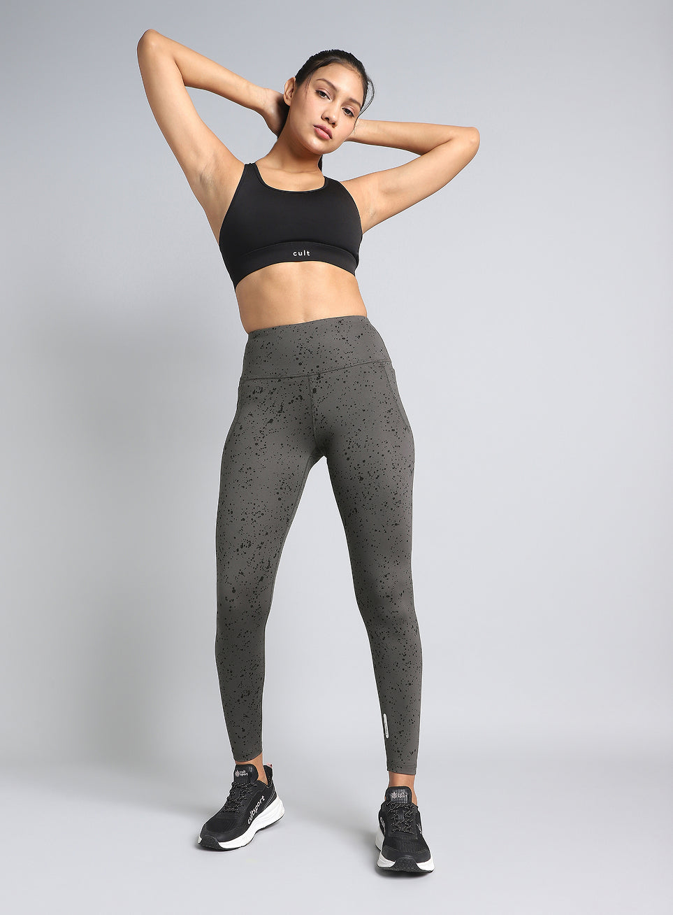 Women's Grey Printed Train All Day COMFlex Tights
