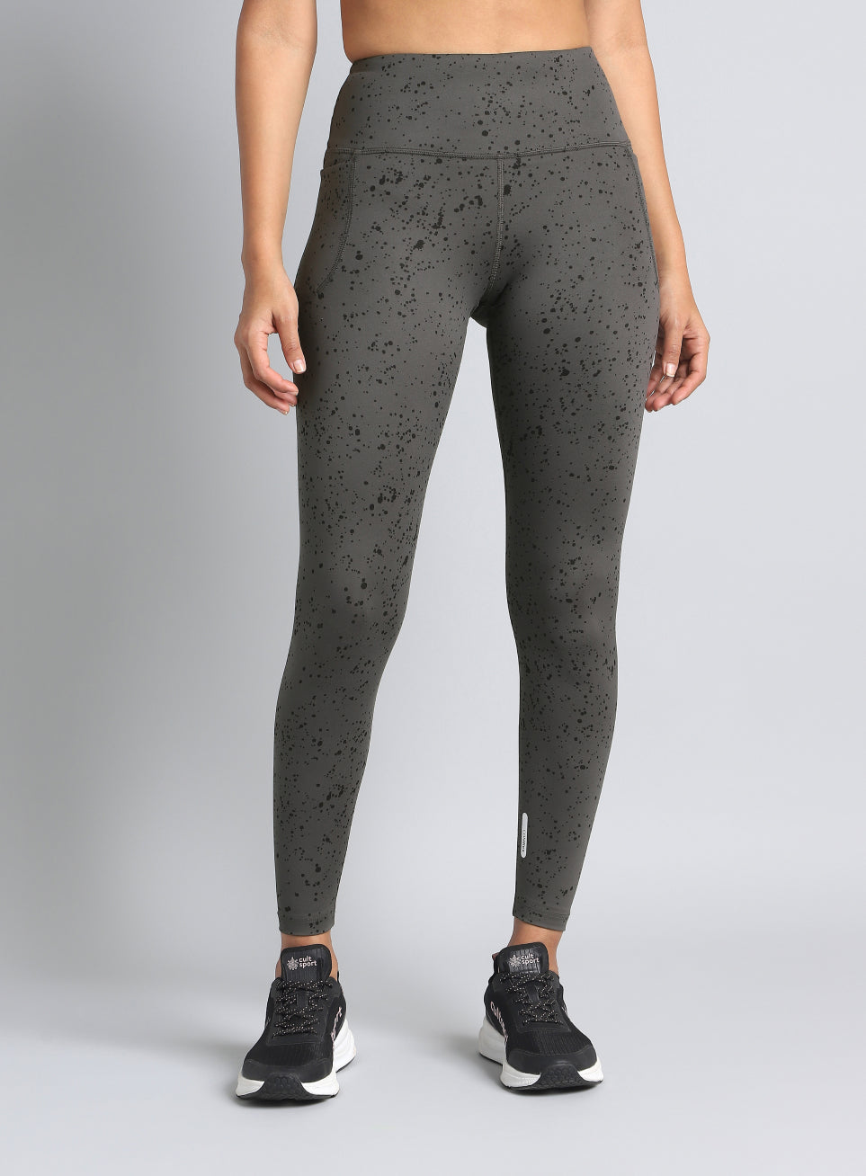 Women's Grey Printed Train All Day COMFlex Tights