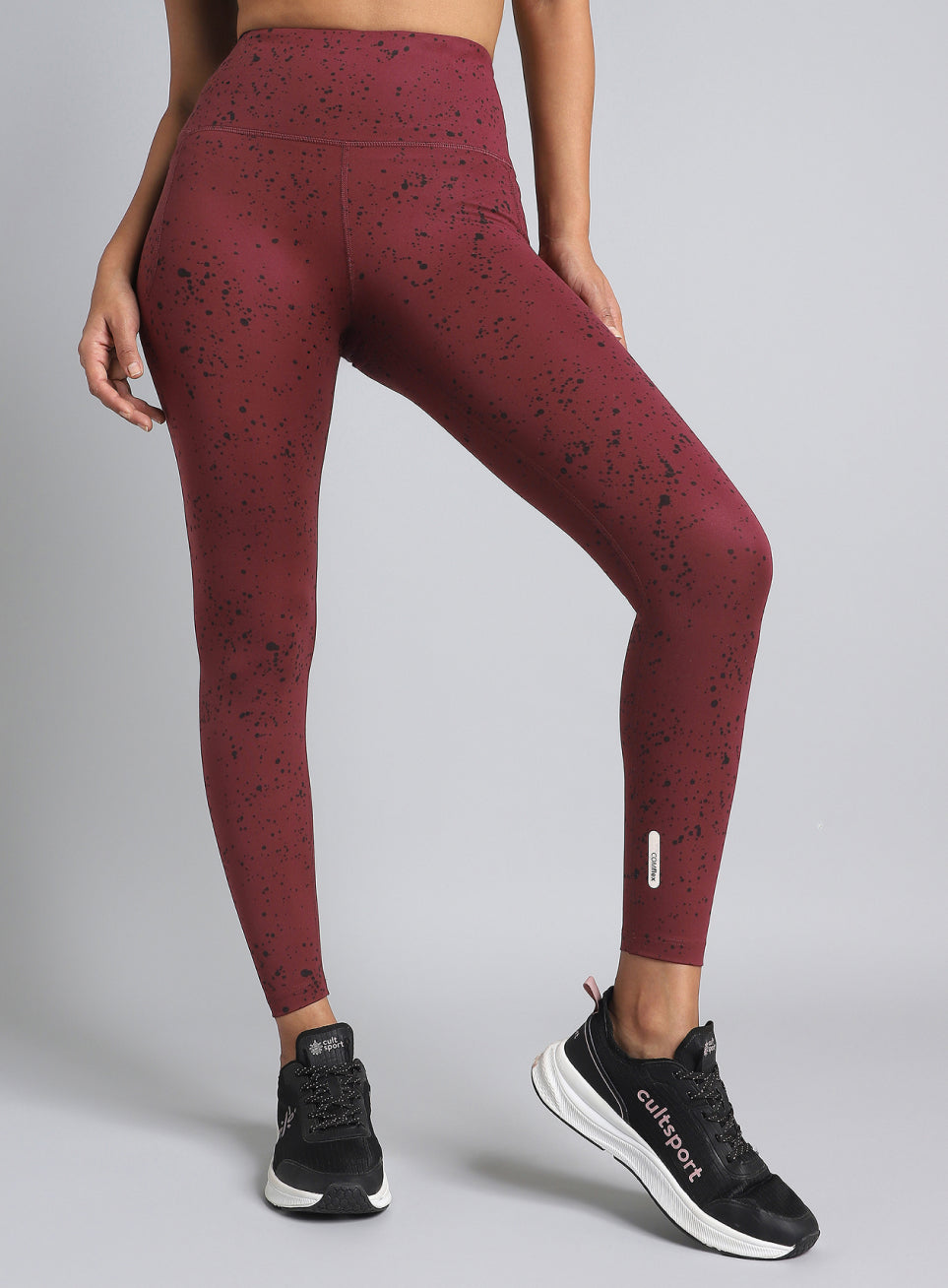 Women's Maroon Printed Train All Day COMFlex Tights