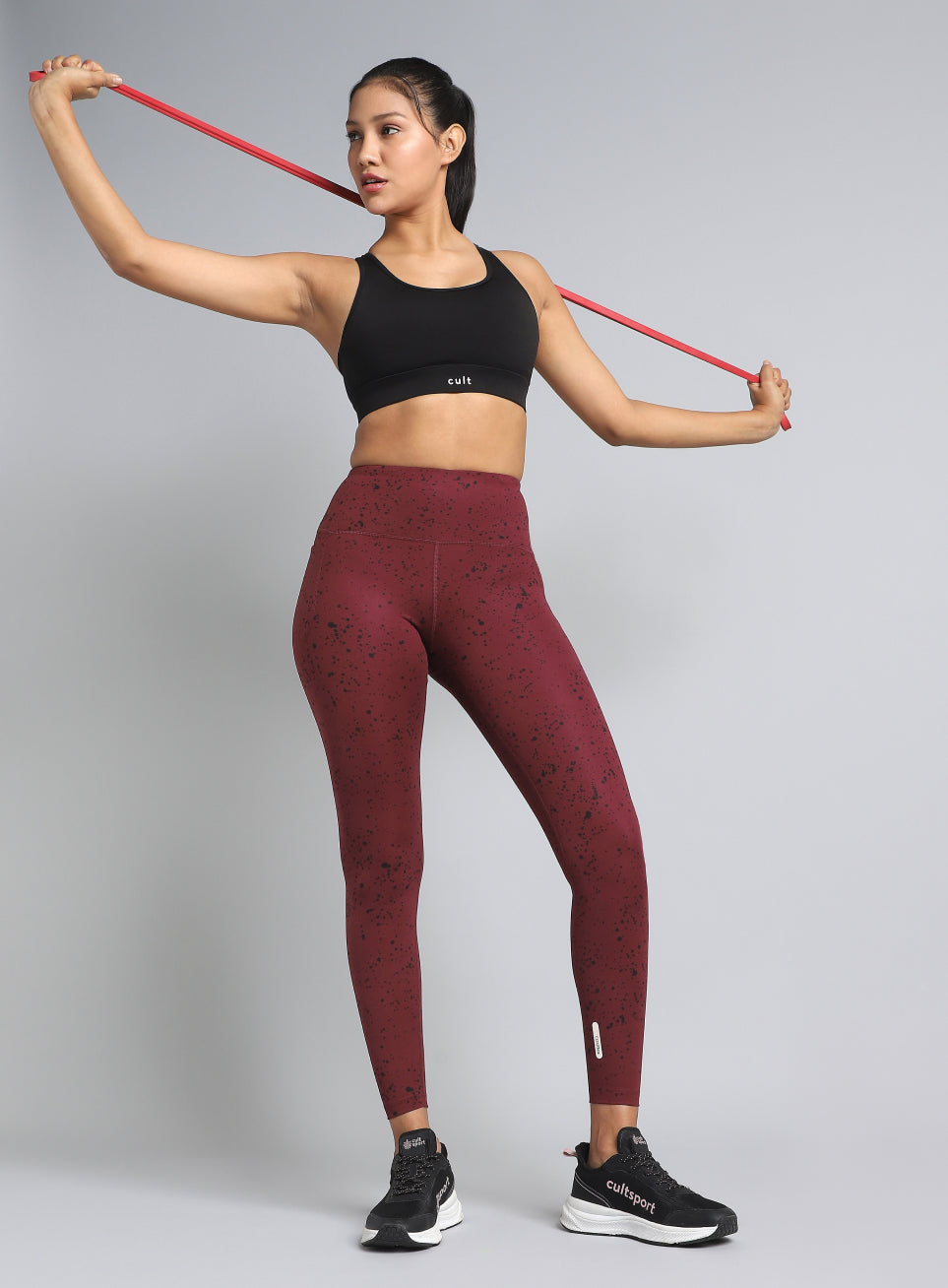 Women's Maroon Printed Train All Day COMFlex Tights