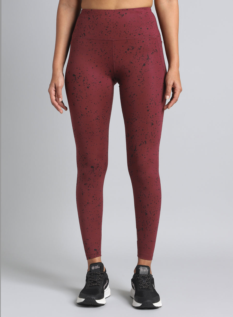 Women's Maroon Printed Train All Day COMFlex Tights