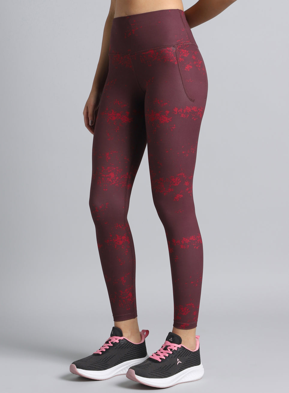 Women's Maroon Printed Train All Day COMFlex Tights