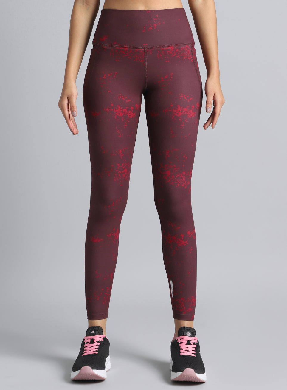 Women's Maroon Printed Train All Day COMFlex Tights