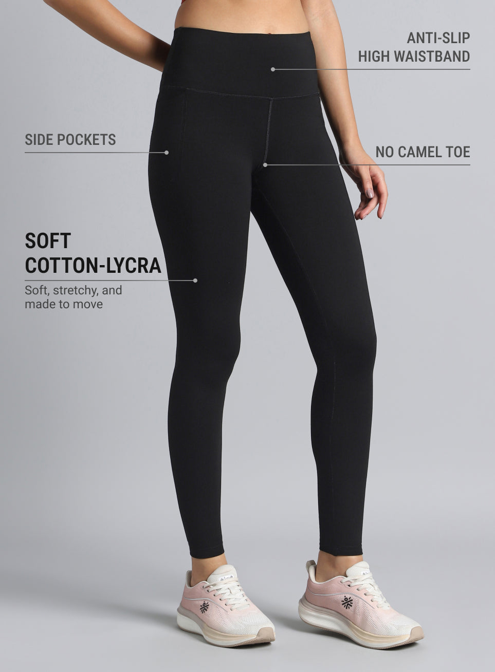 Women's Black Yoga Flow Cotton Graphic Tights