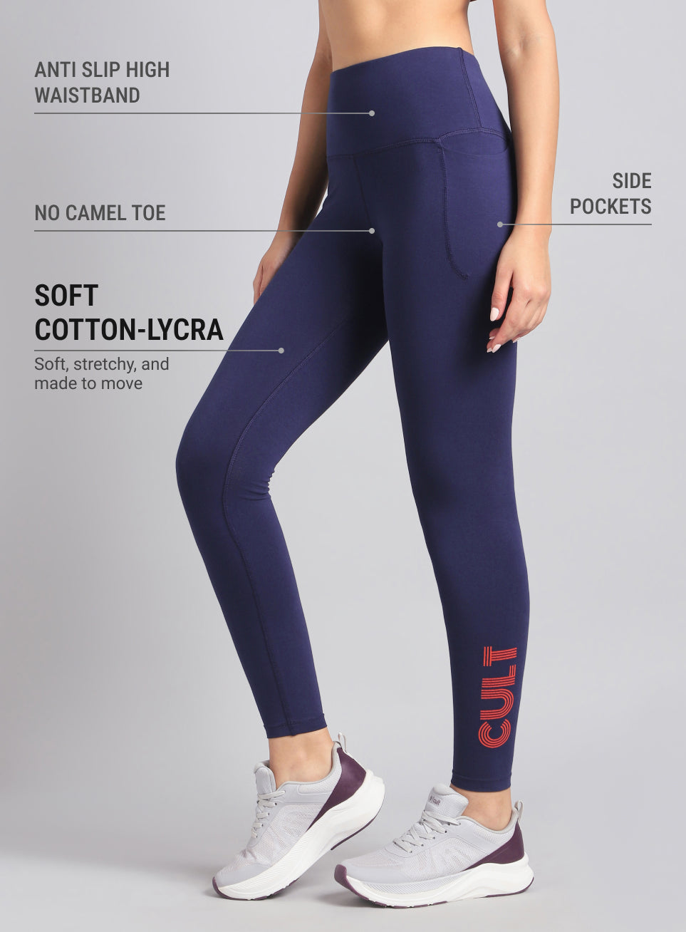 Women's Navy Premium Cotton Training Tights