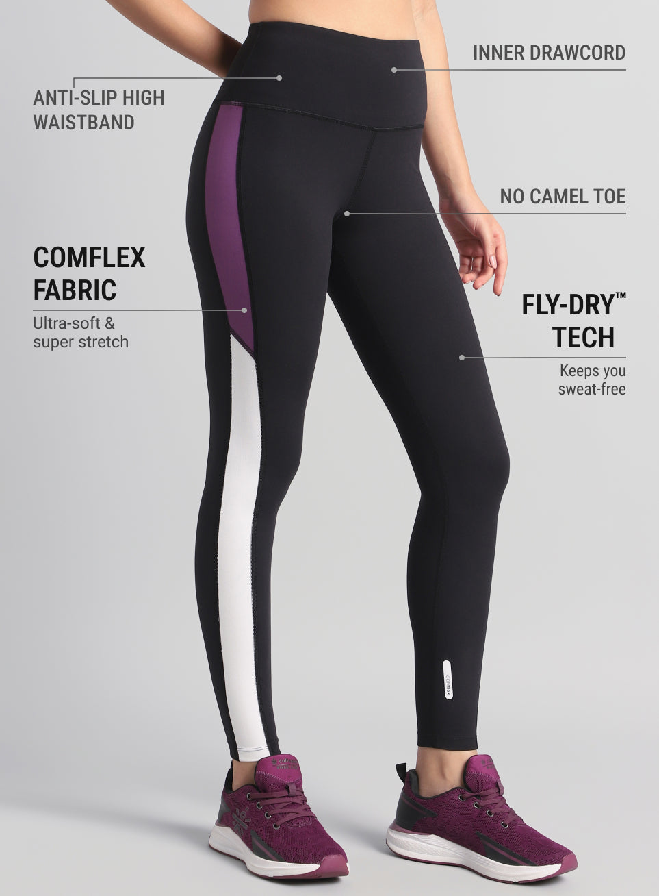 Women's Black Energy Pop Performance COMFlex Tights
