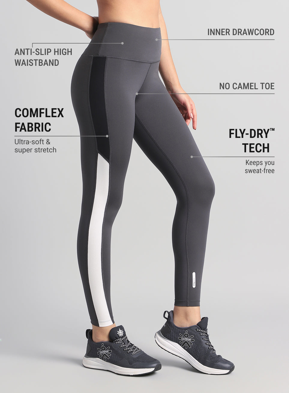 Women's Dark Grey Energy Pop Performance COMFlex Tights
