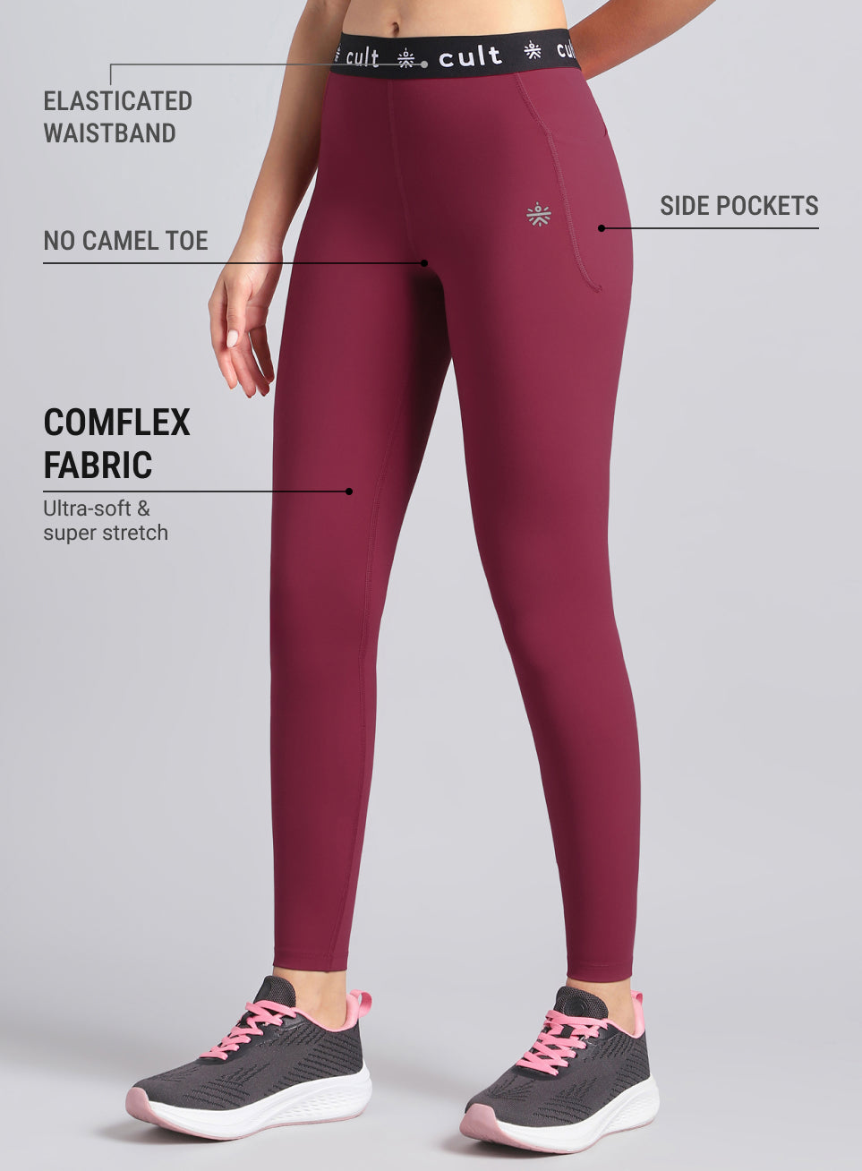 Women's Maroon Move Easy COMFlex Tights