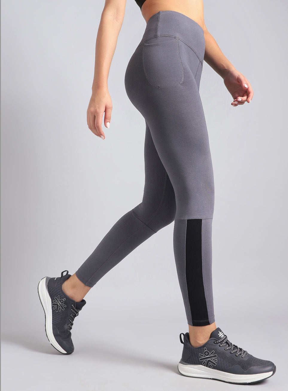 Women's Grey Step Up Cotton Tights