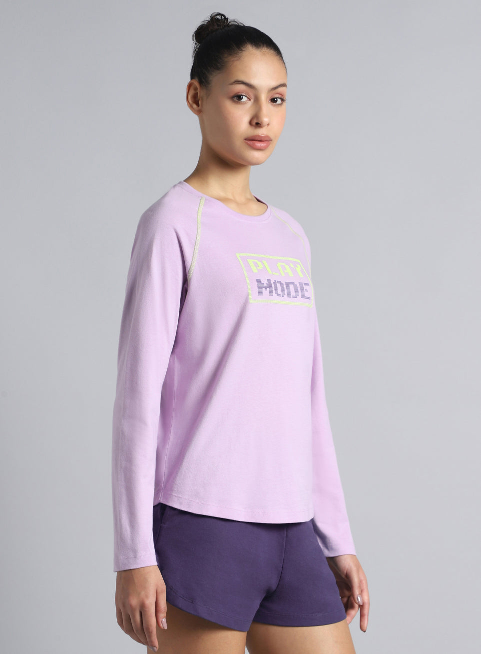 Women's Purple Play Mode Full Sleeve T-shirt