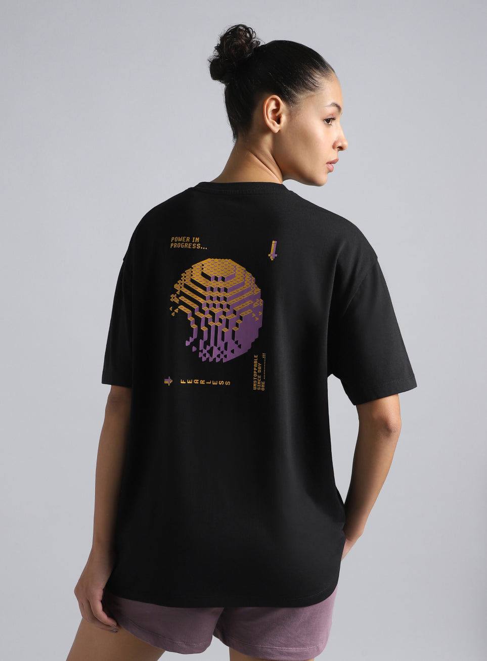 Women's Black Oversized Graphic T-shirt
