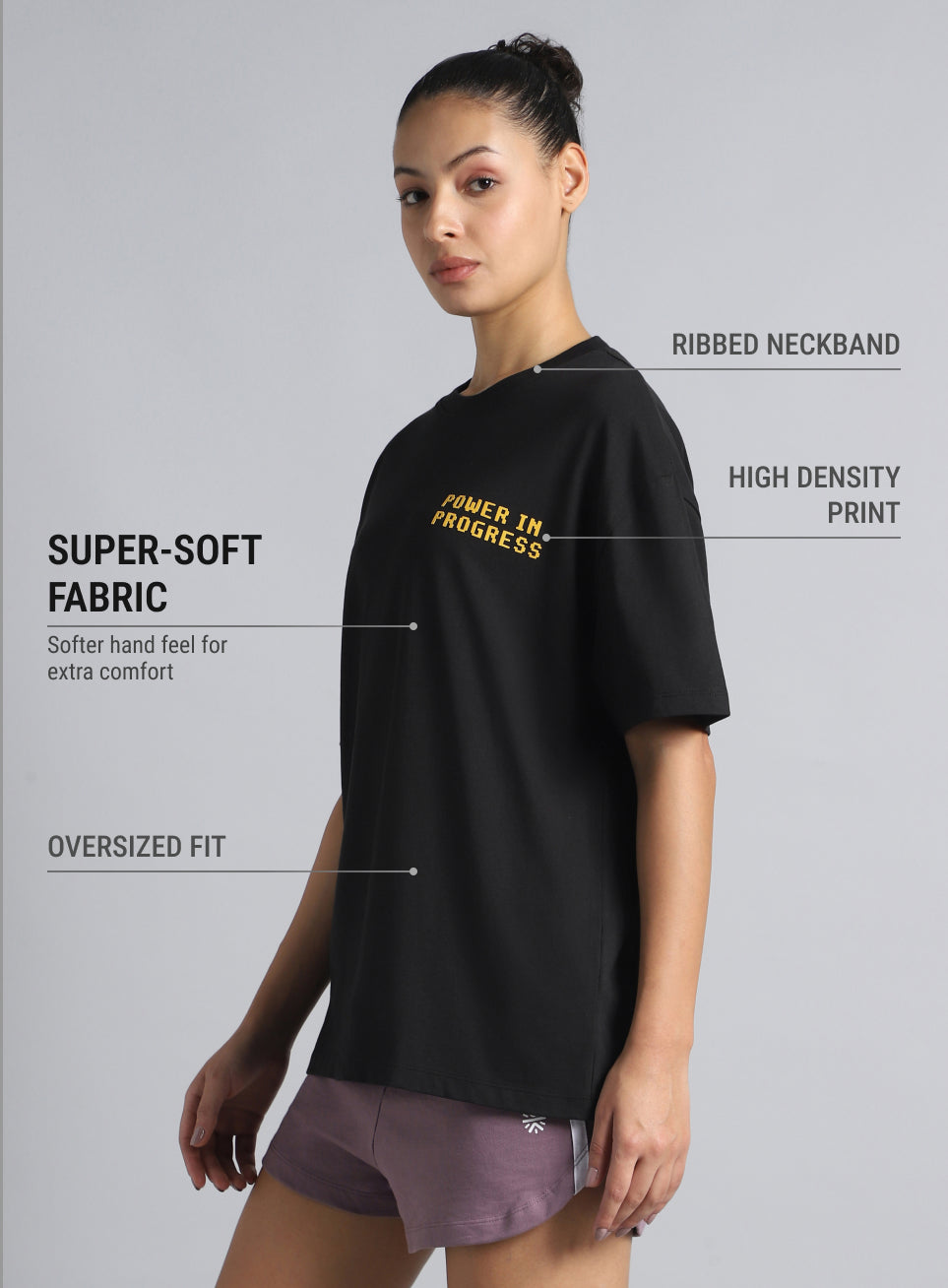 Women's Black Oversized Graphic T-shirt