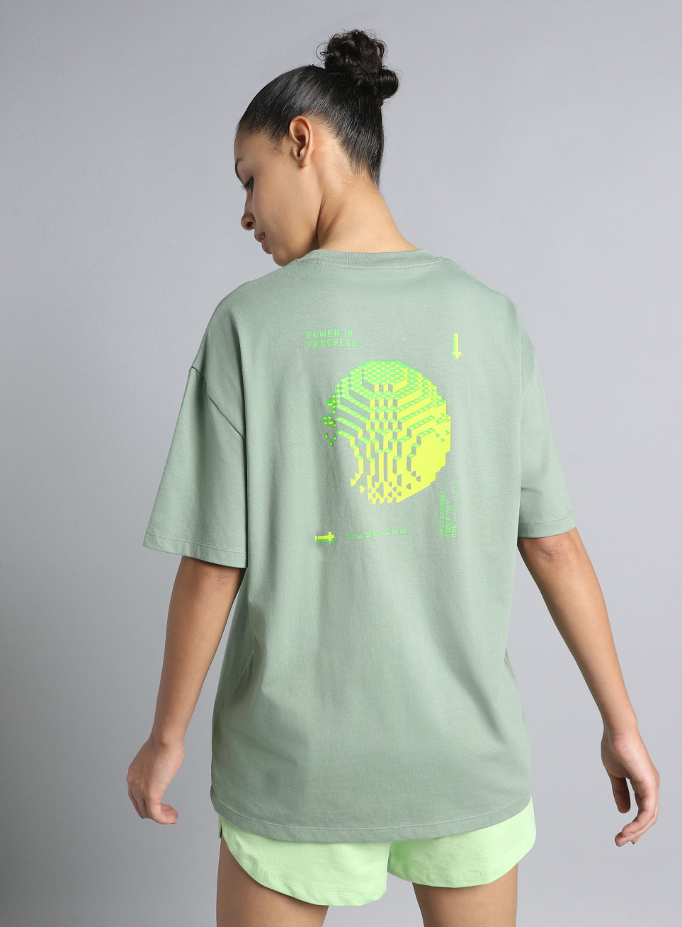 Women's Olive Oversized Graphic T-shirt