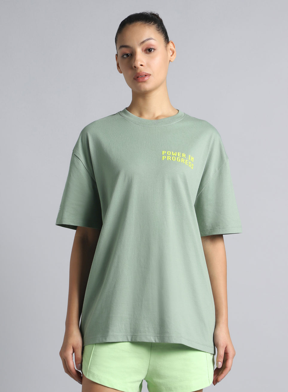 Women's Olive Oversized Graphic T-shirt