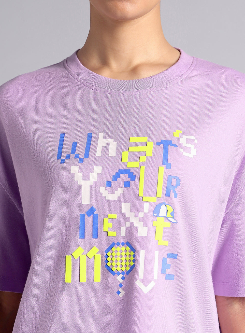 Women's Purple Sporty Graphic Oversized T-shirt