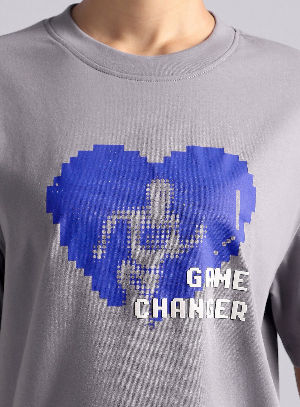 Women's Grey Graphic Relaxed Fit T-shirt