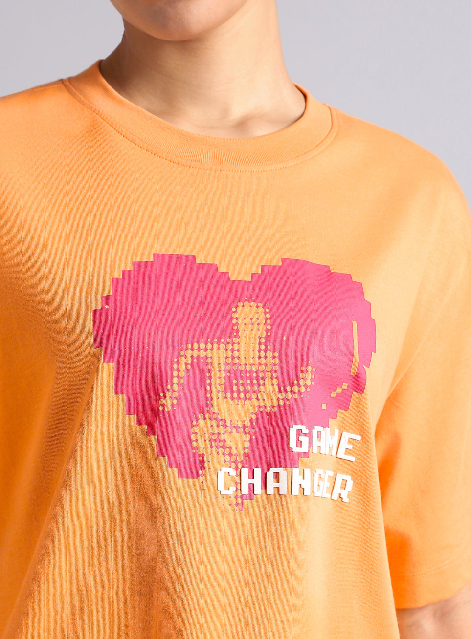 Women's Orange Graphic Relaxed Fit T-shirt