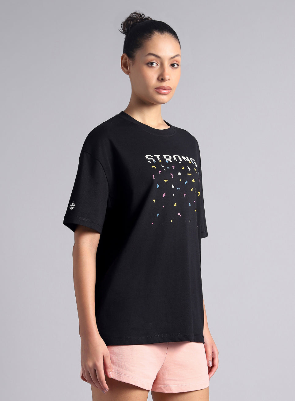 Women's Black Graphic Oversized T-shirt