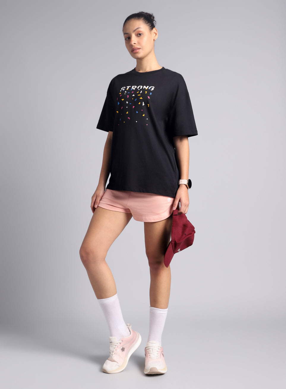 Women's Black Graphic Oversized T-shirt
