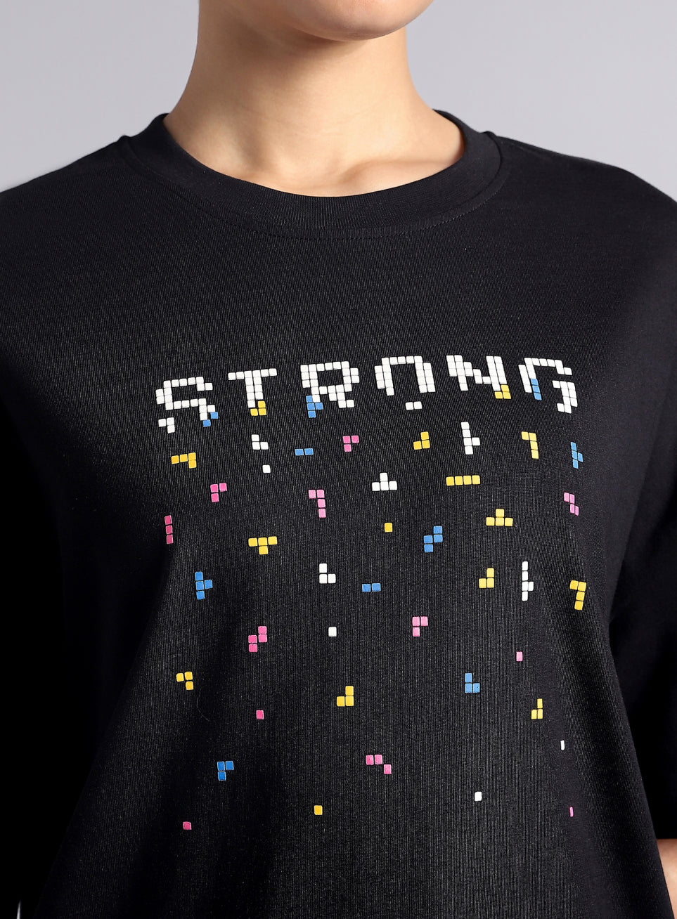 Women's Black Graphic Oversized T-shirt