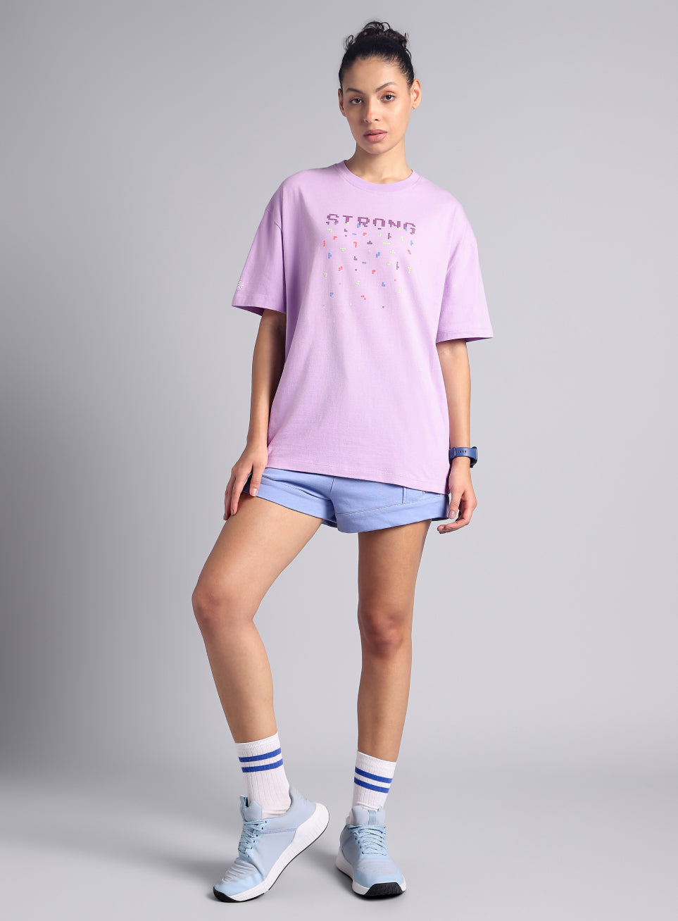 Women's Purple Graphic Oversized T-shirt
