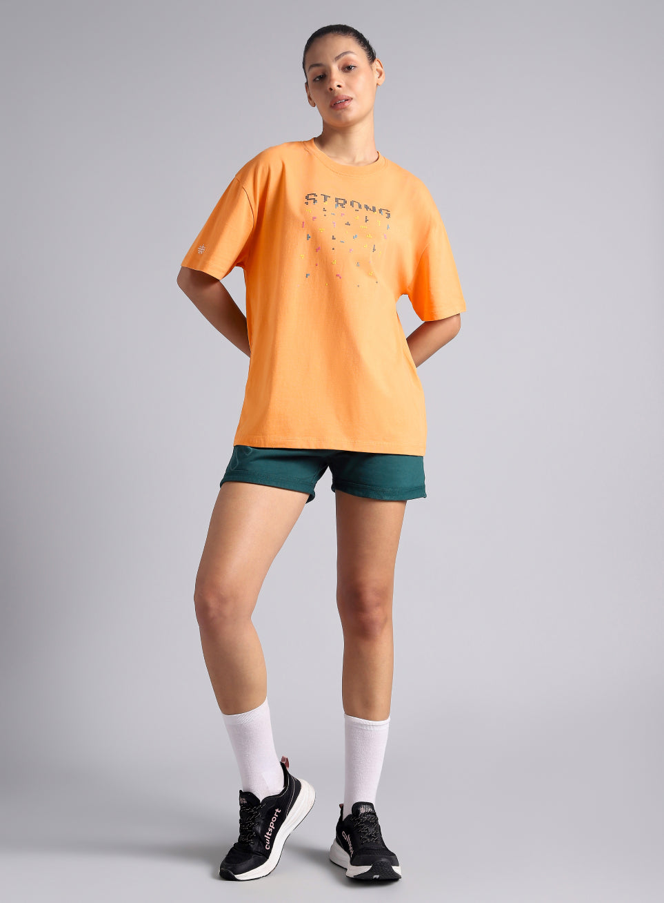 Women's Orange Graphic Oversized T-shirt
