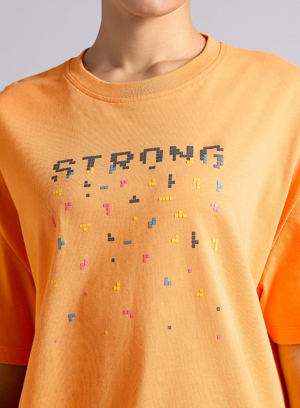 Women's Orange Graphic Oversized T-shirt