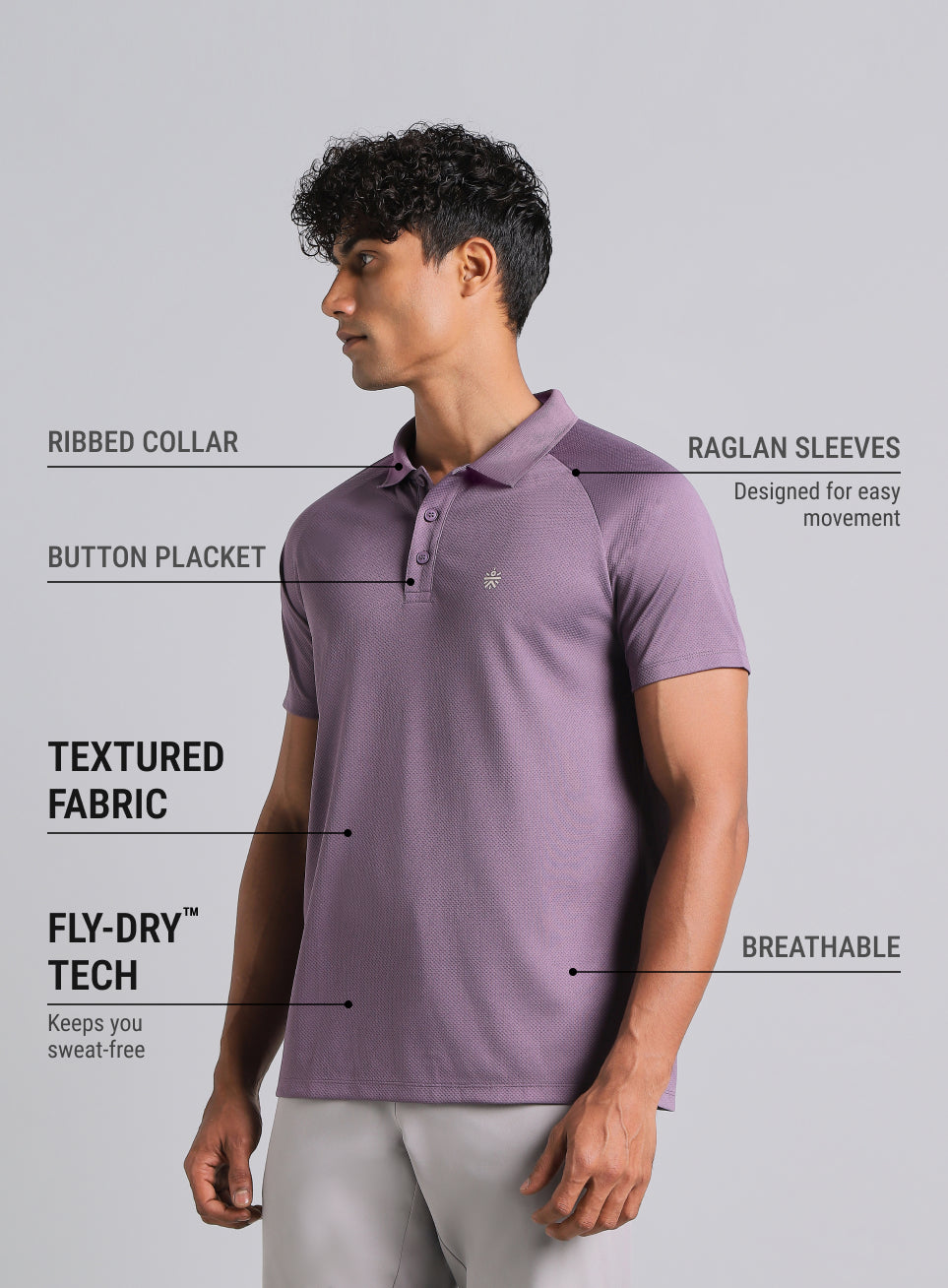 Men's Purple High Energy Performance Polo T-shirt