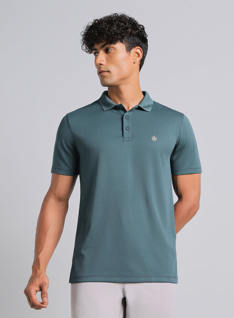 Men's Teal Performance Sculpted Polo T-shirt