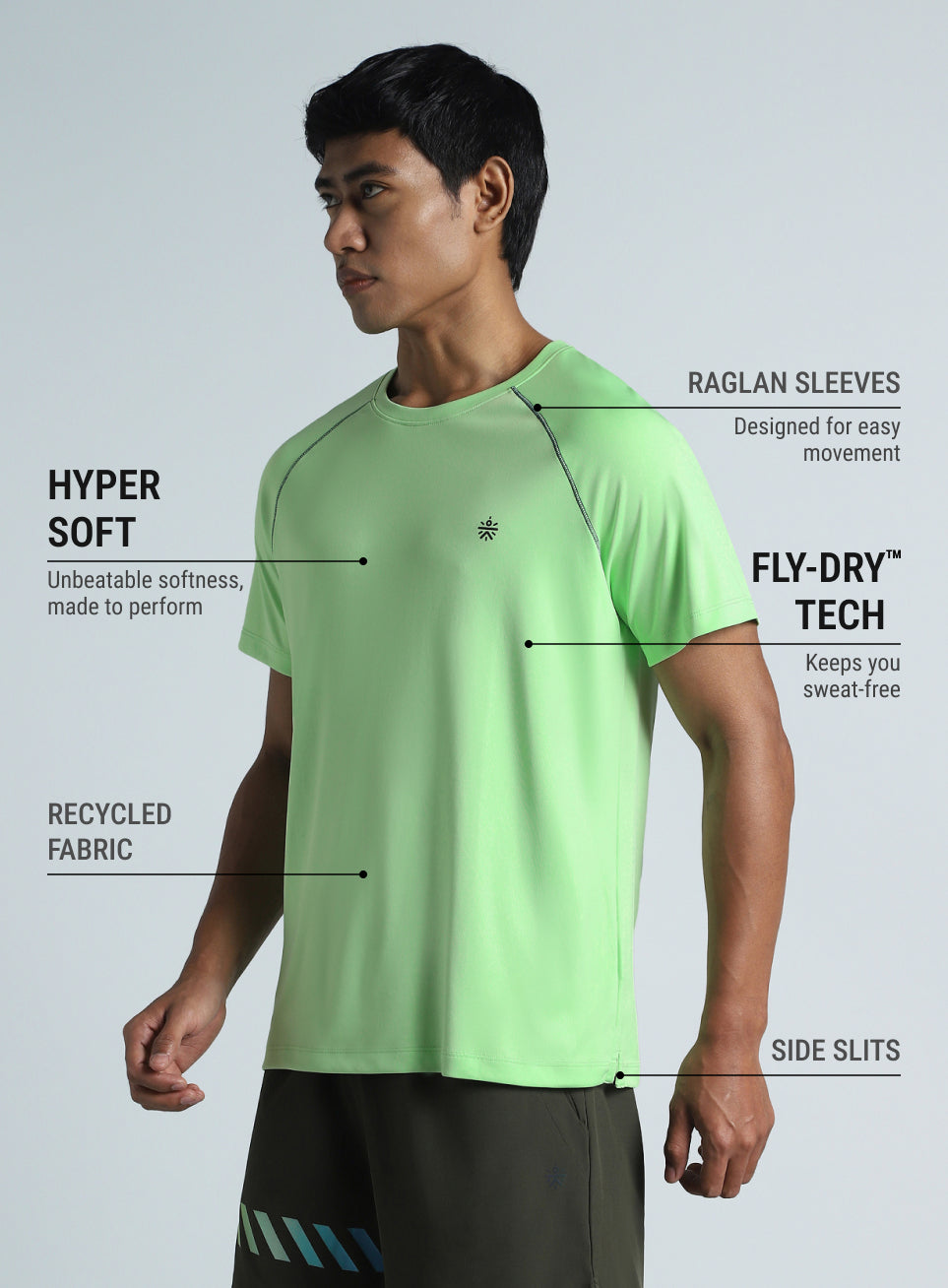 Men's Lime All Day Active Recycled Poly Performance T-shirt