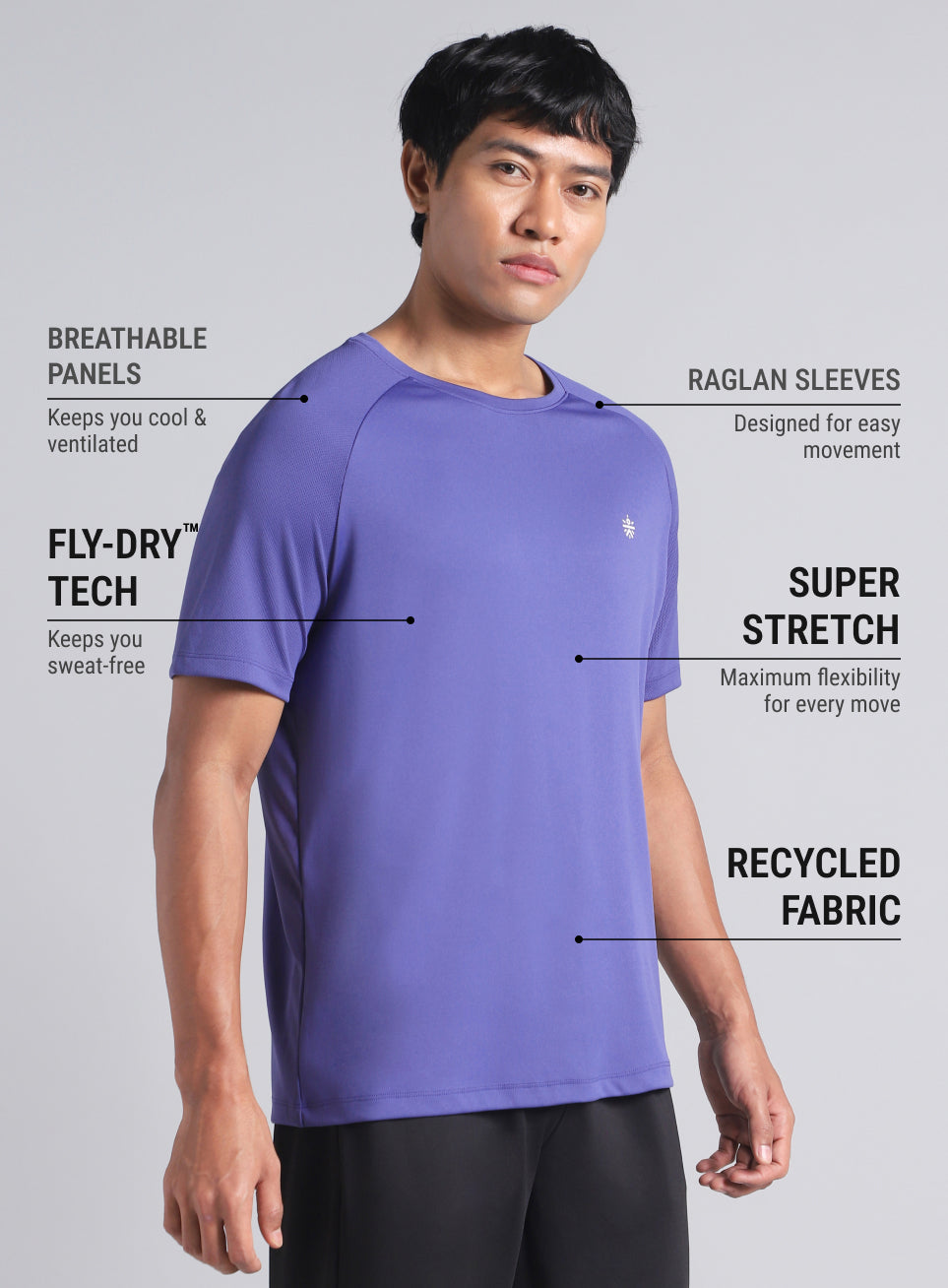 Men's Purple Training Essential Recycled Poly T-shirt