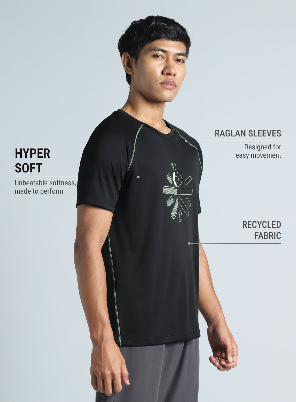 Men's Black Cult Branded Recycled Poly Performance T-shirt