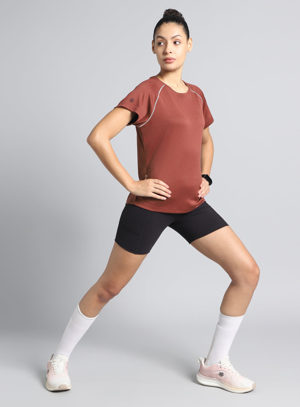 Women's Brown HIIT Recycled Poly Performance T-shirt