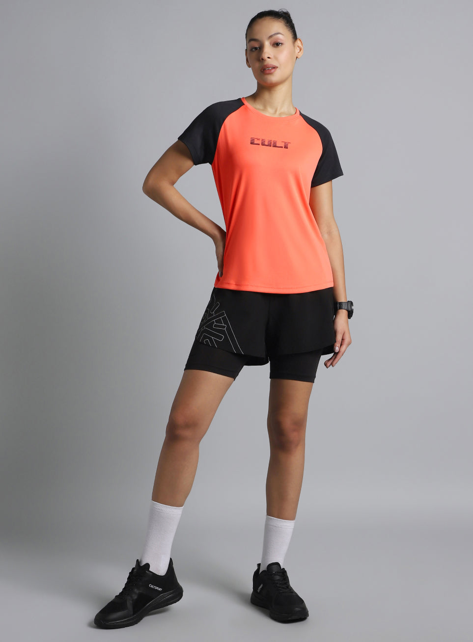 Women's Coral Colourblock Training Recycled Poly T-shirt