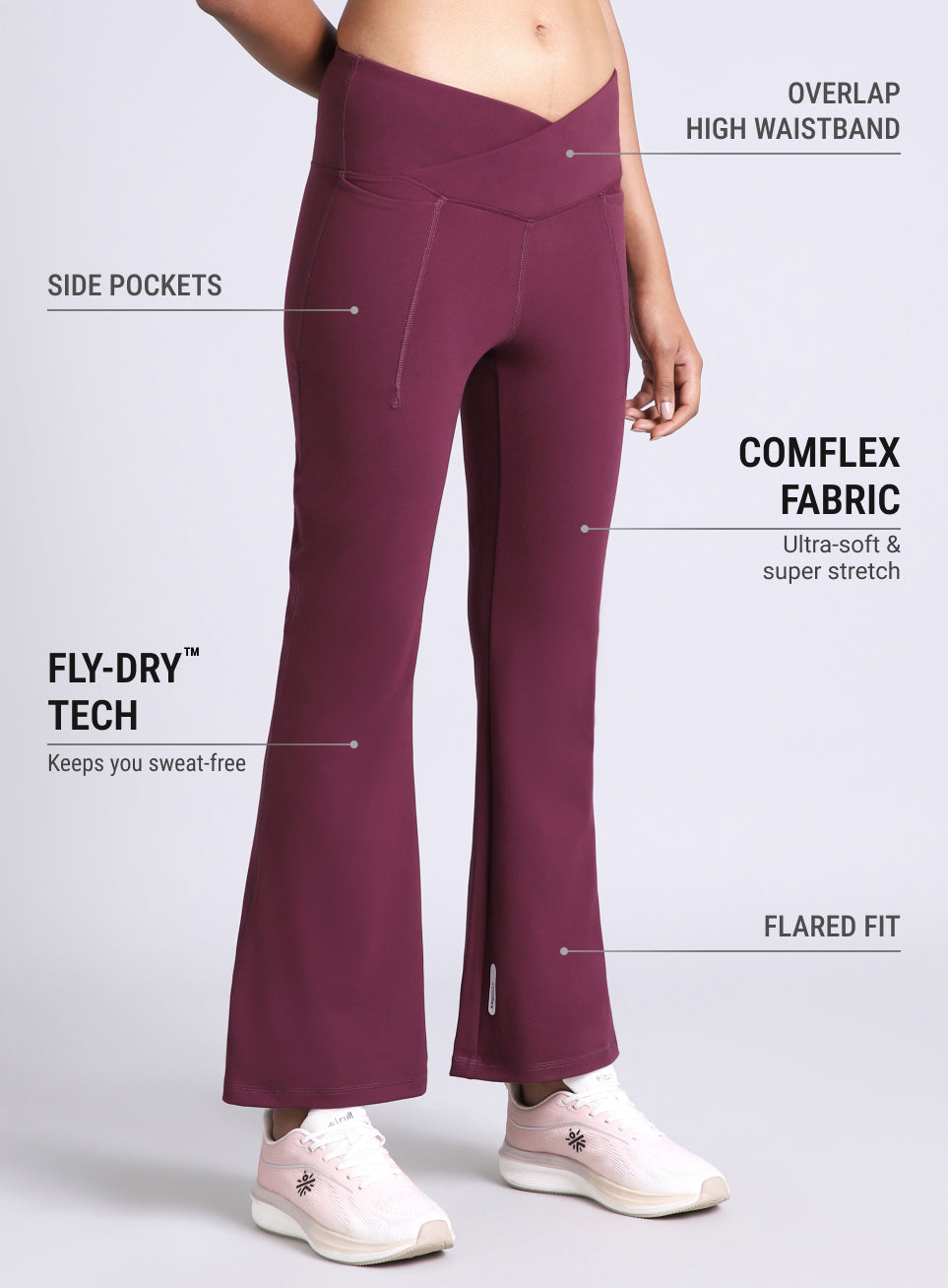 Women's Maroon Pilates COMFlex Flare Pants