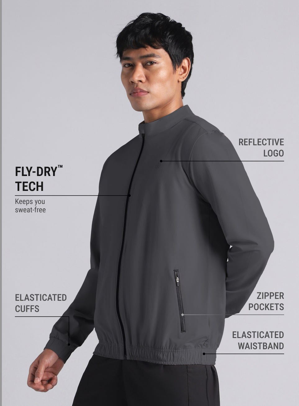 Men's Grey Run Impact Lightweight Jacket