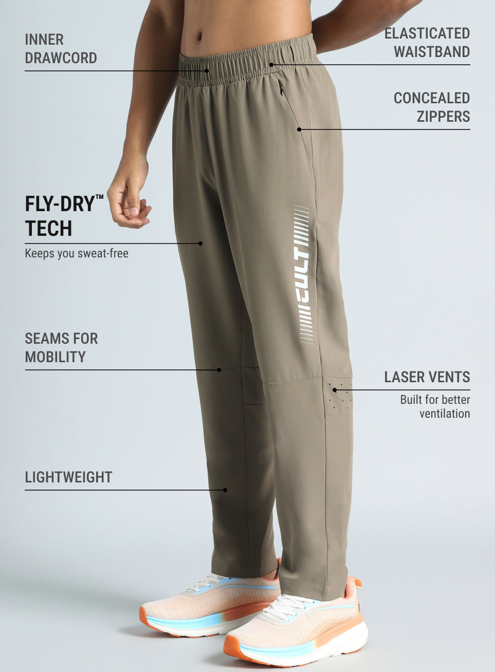 Men's Khaki Train All Format Training Trackpant