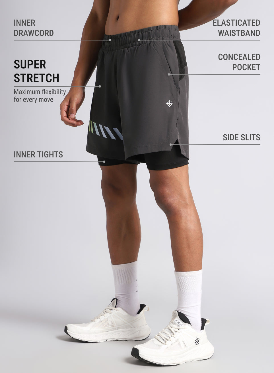 Men's Dark Grey 360 Degree Performance Shorts