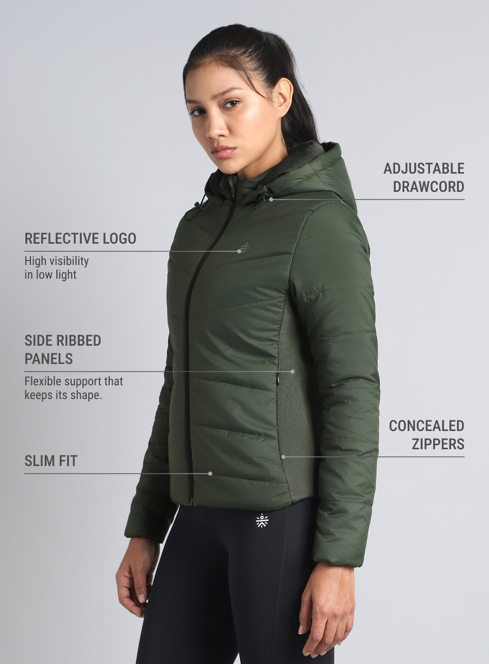 Women's Olive Puffer Jacket