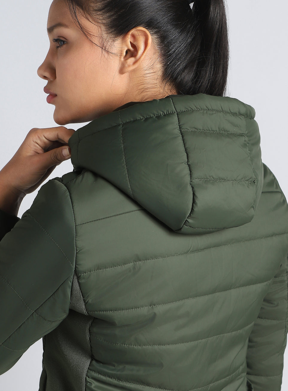 Women's Olive Puffer Jacket