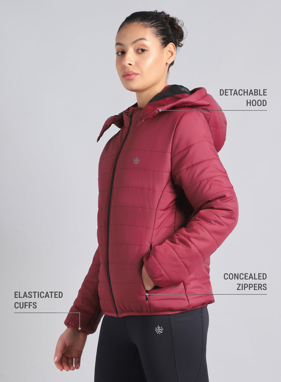 Women's Maroon Puffer Jacket